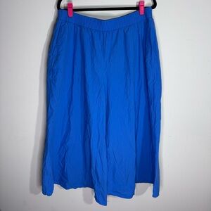 Eileen Fisher Organic Cotton Wide Leg Crop Pants Blue PL